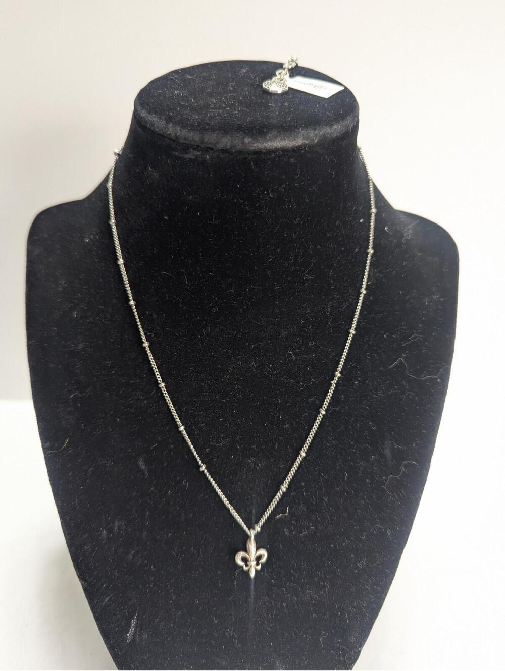 NWT Brighton Fleur de Lis 16" Pendant Necklace Silver Plate Pretty Delicate